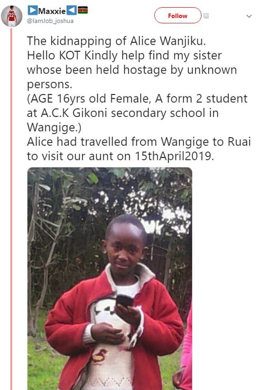 Maxxie lamjob oshua follow the kidnapping of alice wanjiku. hello kot kindly hel