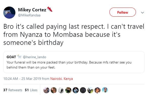 Mikey cortez mikerandaa follow bro it's called paying last respect. can't travel