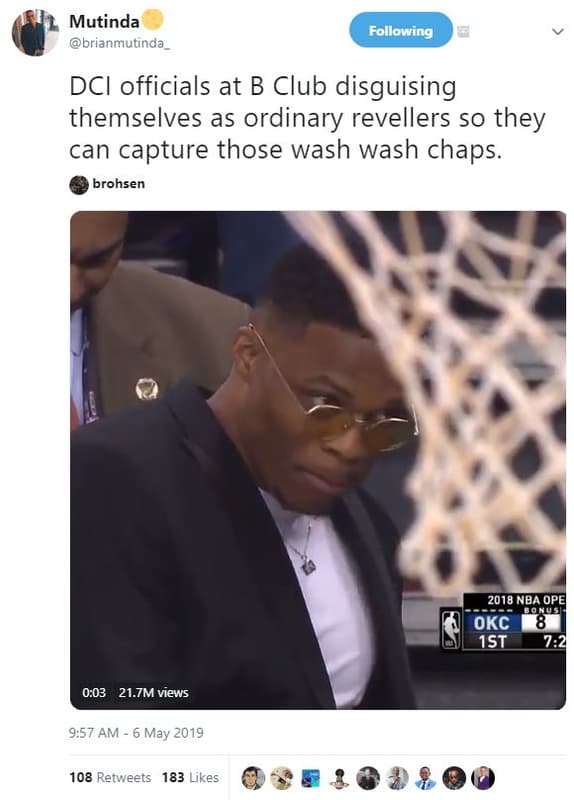 Mutinda brianmutinda following dci officials at b club disguising themselves as