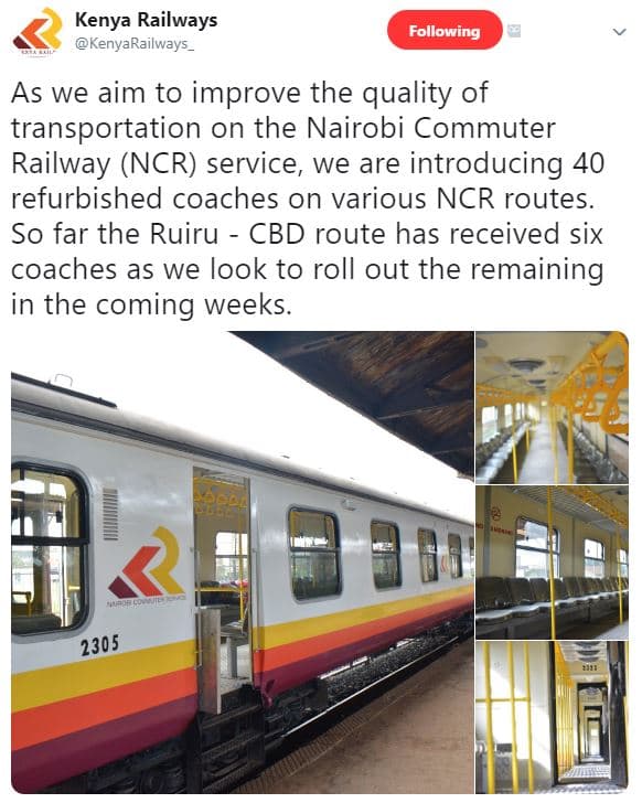 Kenya railways kenyarailways _ following as we aim to improve the quality of tra