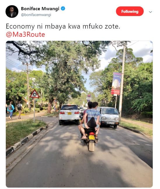 Boniface mwangi bonitacemwangi following economy ni mbaya kwa mfuko zote ma3rout