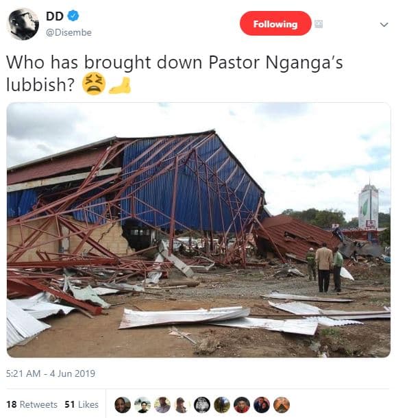 Dd disembe following who has brought down pastor nganga's lubbish? 5.21 am 4 jun