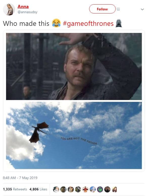 Anna annasudsy follow who made this gameofthrones you arenor ihe father 8,48 am