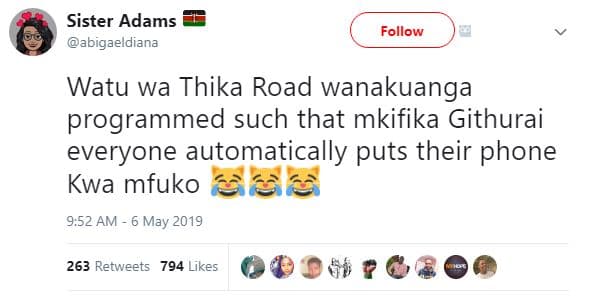 Sister adams abigaeldiana follow watu wa thika road wanakuanga programmed such t