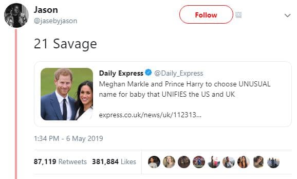 Jason jasebyjason follow 21 savage daily express daily_express meghan markle and