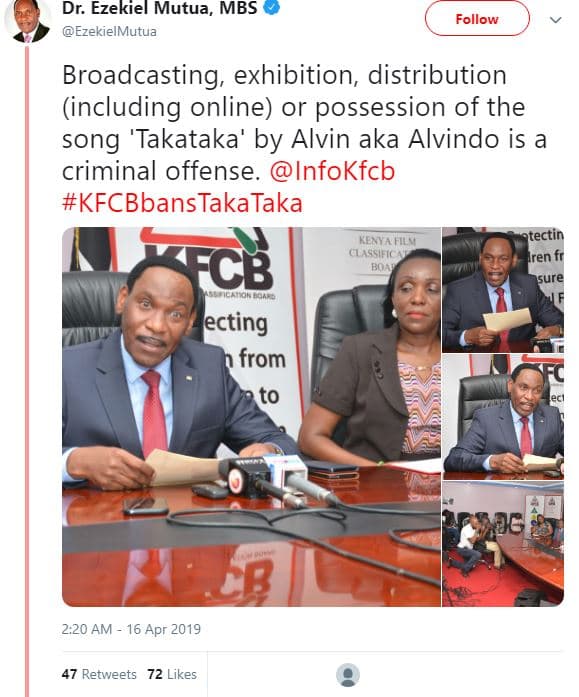 Dr. ezekiel mutua mbs ezekielmutua follow broadcasting , exhibition distribution
