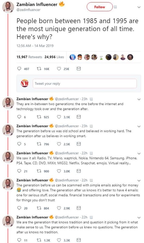 Zambian influencer zedinfluencer follow people born between and are the most uni