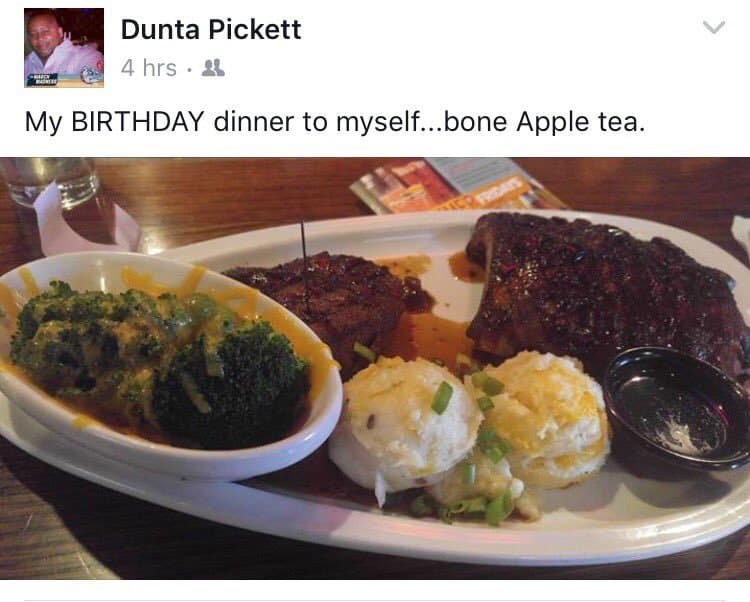 Dunta pickett 4 hrs my birthday dinner to myself_bone apple tea_