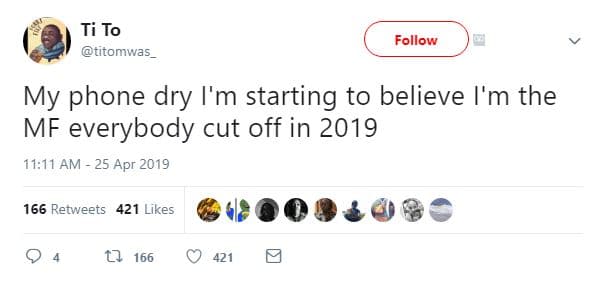 Ti to titomwas follow my phone dry i'm starting to believe i'm the mf everybody