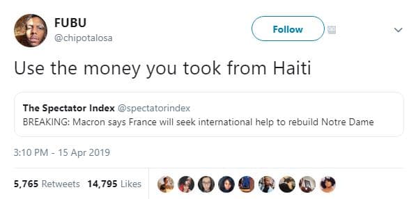 Fubu chipotalosa follow use the money you took from haiti the spectator index sp