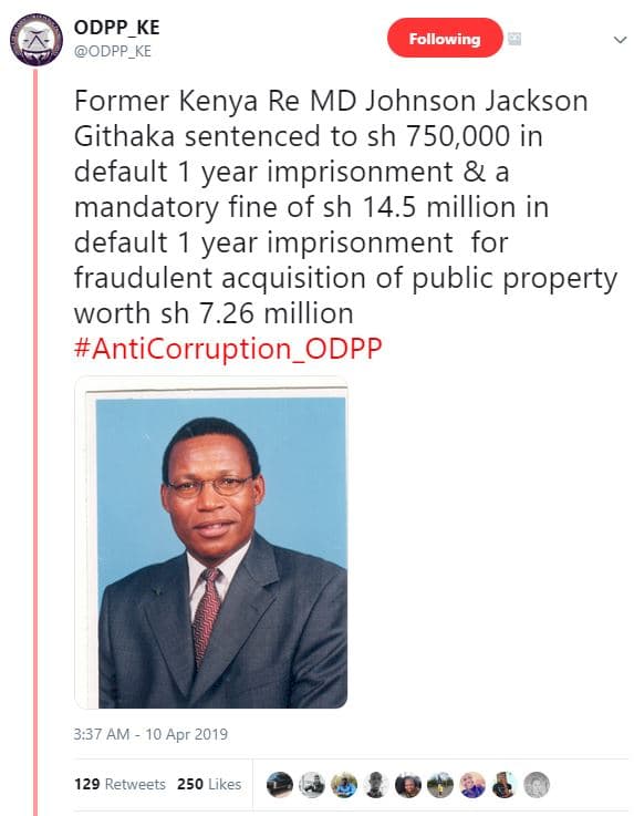 Odpp_ke odpp_ke following former kenya re md johnson jackson githaka sentenced t