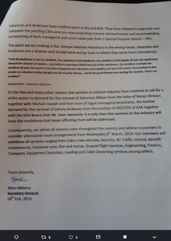 Sebastian and anderson have instilled panic at kq and kaa they have refused to n