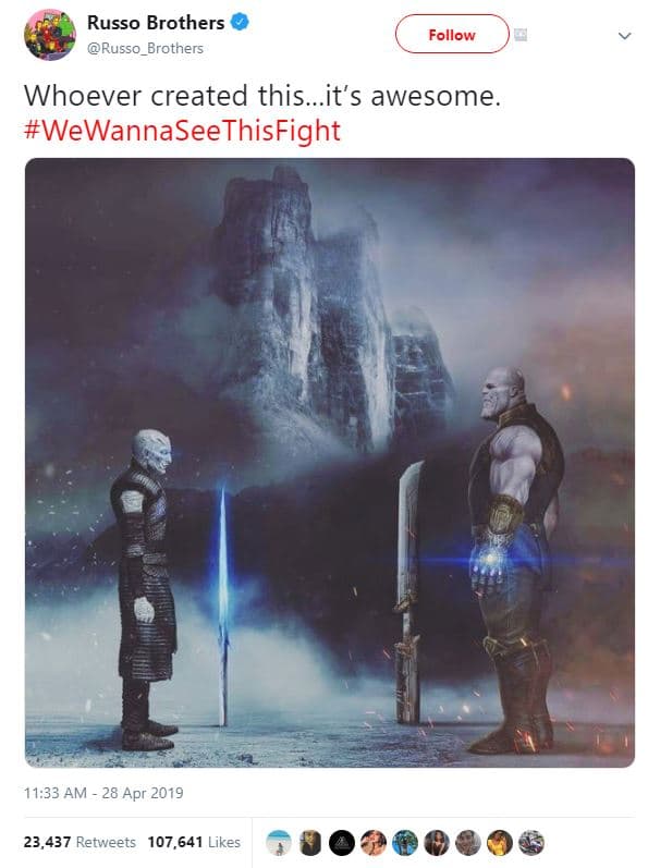 Russo brothers russo_brothers follow whoever created this.it's awesome wewannase