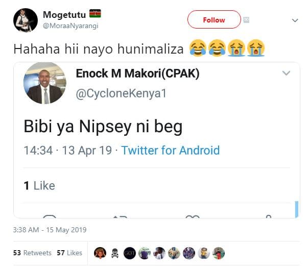 Mogetutu moraanyarangi follow hahaha hii nayo hunimaliza enock m makoricpak cycl