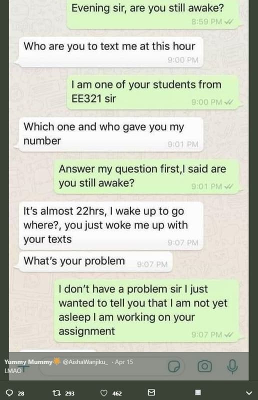 Evening sir, are you still awake? 859 pm who are you to text me at this hour 000