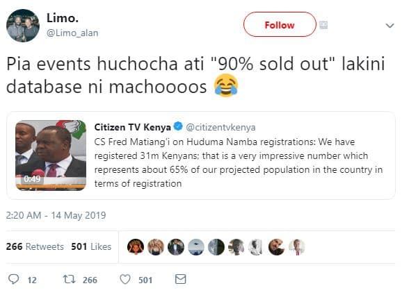Limo. limo_alan follow pia events huchocha ati 90 sold out lakini database ni ma