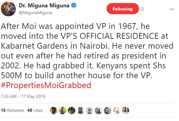 Dr. miguna miguna migunamiguna following after moi was appointed vp in , he move