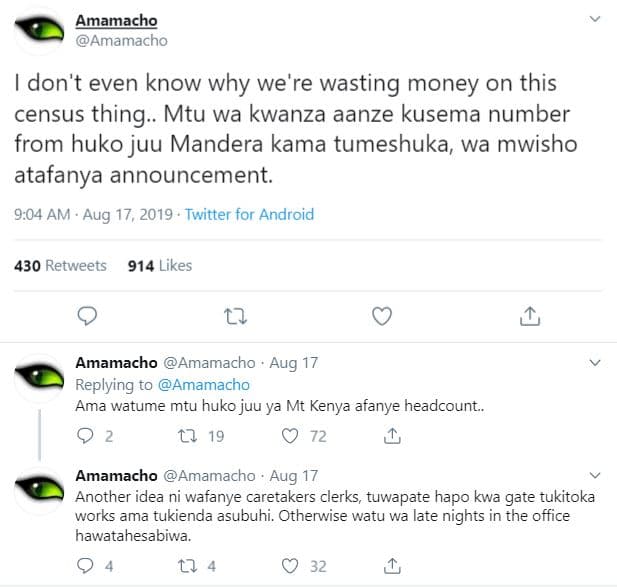 Amamacho amamacho don't even know why we're wasting money on this census thing m