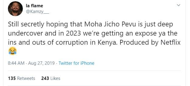 La flame kamzy still secretly hoping that moha jicho pevu is just deep undercove