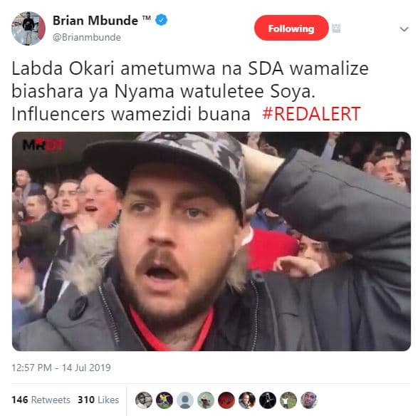 Brian mbunde brianmbunde following labda okari ametumwa na sda wamalize biashara