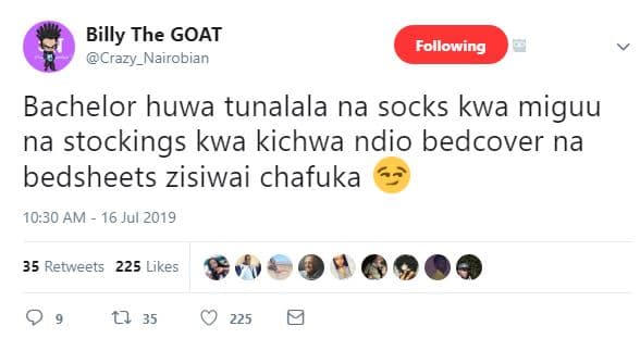 Billy the goat crazy_nairobian following bachelor huwa tunalala na socks kwa mig