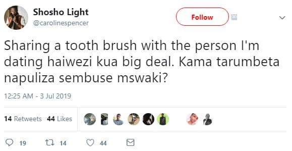 Shosho light carolinespencer follow sharing a tooth brush with the person i'm da