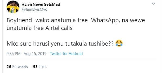 Elvisnevergetsmad lamelvismvoi boyfriend wako anatumia free whatsapp na wewe una