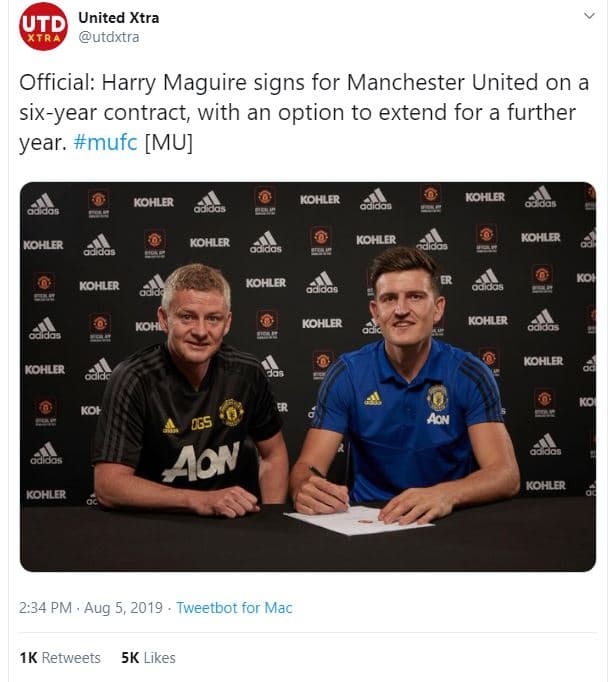 Utd united xtra tr a utaxtra official harry maguire signs for manchester united