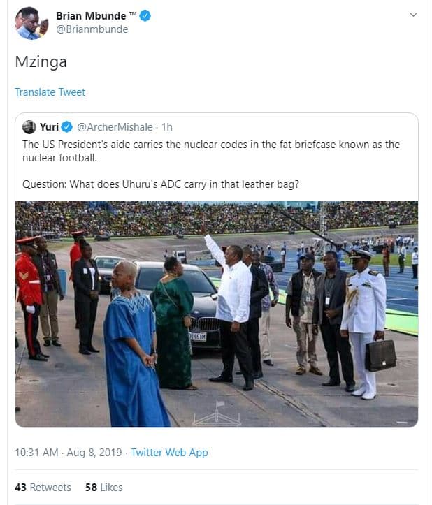 Brian mbunde brianmbunde mzinga translate tweet yuri archermishale the us presid