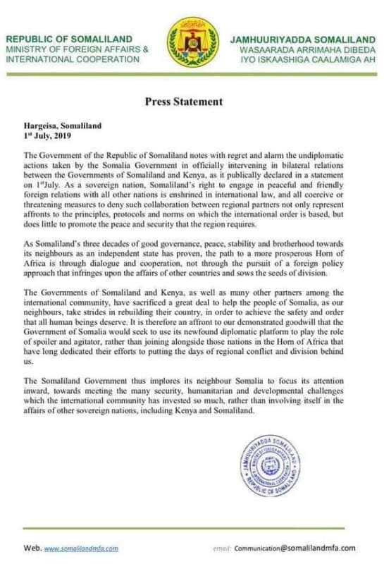 Republic of somaliland ministry of foreign affairs international cooperation 9 j