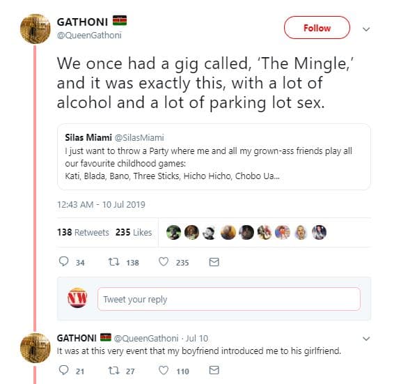 Gathoni queengathoni follow we once had a gig called 'the mingle and it was exac