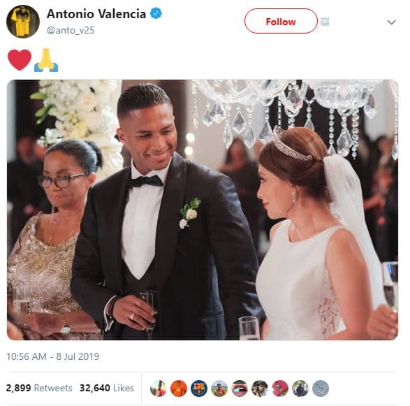 Antonio valencia anto_v25 follow 10.56 am 8 jul 2,899 retweets 32,640 likes