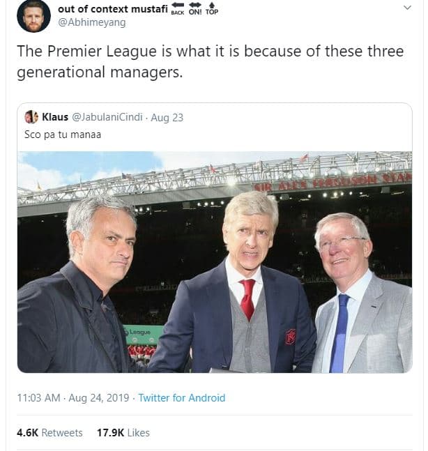 Out of context mustafi back oni top abhimeyang the premier league is what it is