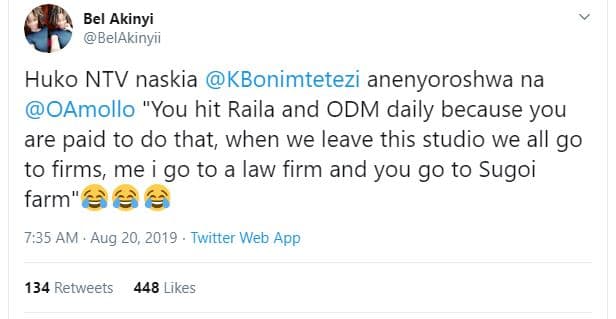 Bel akinyi belakinyii huko ntv naskia kbonimtetezi anenyoroshwa na oamollo 'you