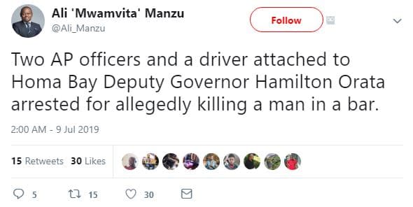 Ali 'mwamvita' manzu ali_manzu follow two ap officers and driver attached to hom