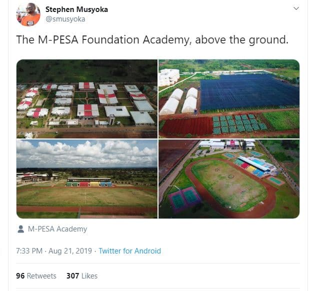 Stephen musyoka smusyoka the mpesa foundation academy above the ground. mpesa ac