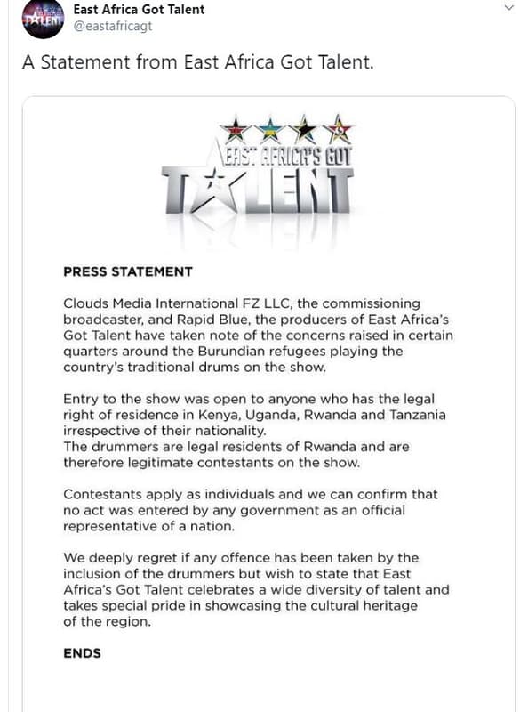 East africa got talent 'eastafricagt a statement from east africa got talent era