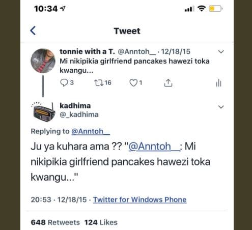 1034 4 tweet tonnie withat anntoh 121815 mi nikipikia girlfriend pancakes hawezi
