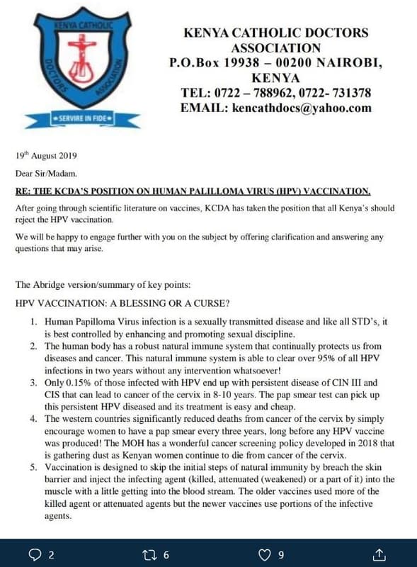 Kenya catholic doctors association p.o.box nairobi kenya tel , email kencathdocs