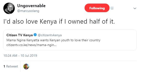 Ungovernable marcusolang following i'd also love kenya if owned half of it. citi