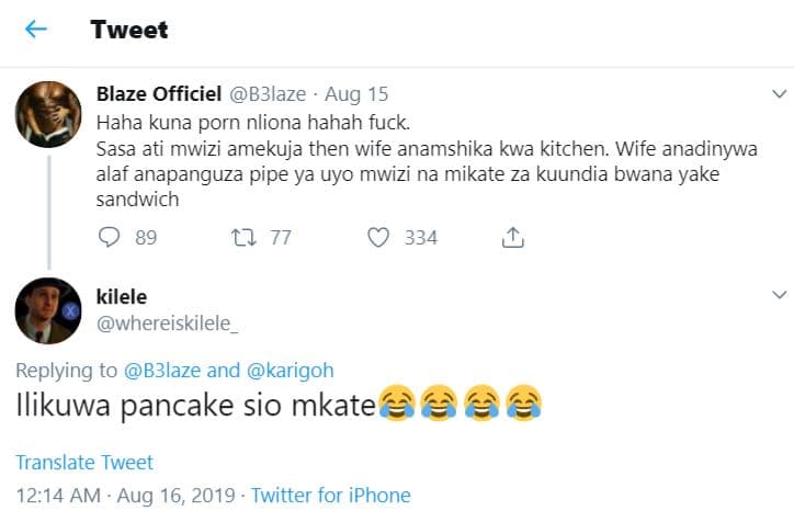 Tweet blaze officiel b3laze aug 15 haha kuna porn nliona hahah fuck sasa ati mwi