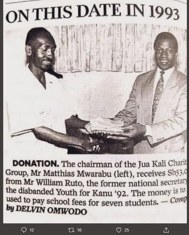 On this date in donation. the chairman of the jua kali charil group mr matthias