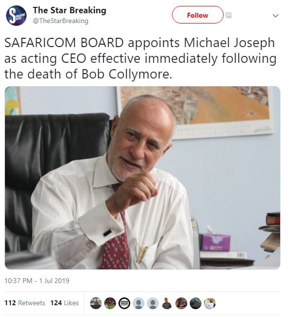 The star breaking thestarbreaking follow safaricom board appoints michael joseph