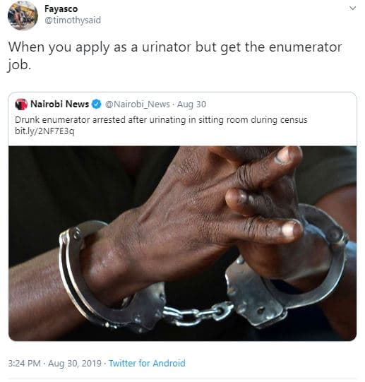 Fayasco timothysaid when you apply as a urinator but get the enumerator job. nai