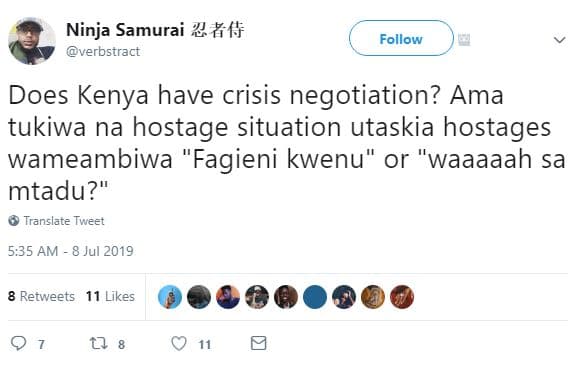 Ninja samurai f verbstract follow does kenya have crisis negotiation? ama tukiwa