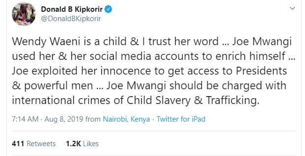 Donald b kipkorir donaldbkipkorir wendy waeni is a child trust her word joe mwan