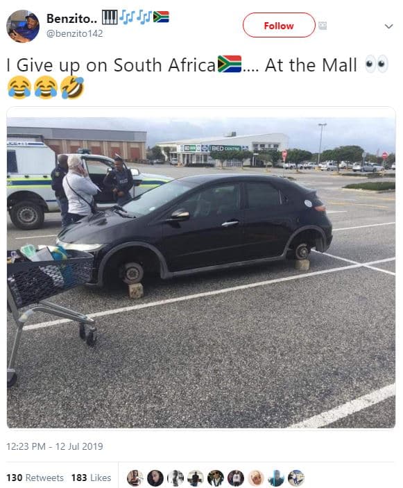 Benzito.. ujf jjji benzito142 follow give up on south africa at the mall 12.23 p