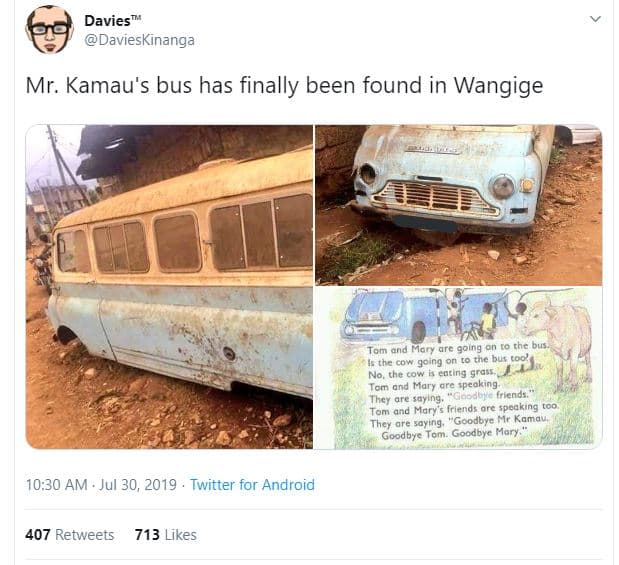 Davies davieskinanga mr. kamau's bus has finally been found in wangige tom end m