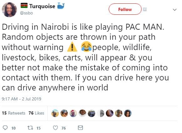 Turquoise ssbo follow driving in nairobi is like playing pac man. random objects