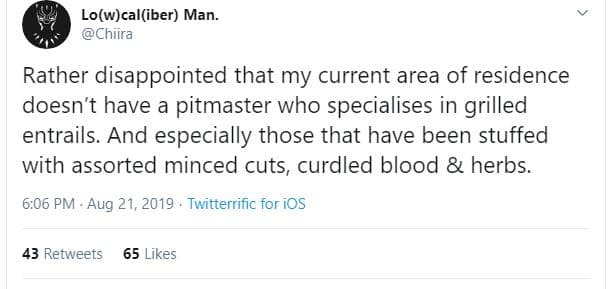 Lowcaliber man. chiira rather disappointed that my current area of residence doe